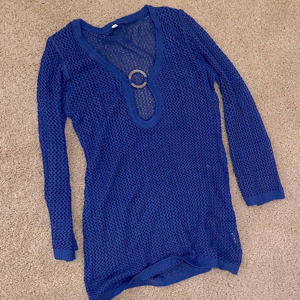 Blue Mesh beach cover up